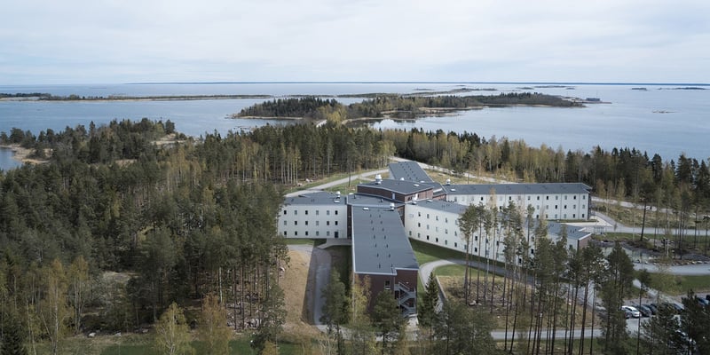 Utsikt över personalboendet Igelgrundet i Forsmark